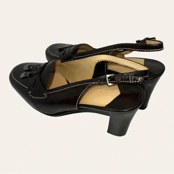 ANTONIO MELANI‎ CLOSED TOE HEELS BLOCKED HEEL STRAP AROUND ANKLE SIZE 6.5 - Picture 6 of 12